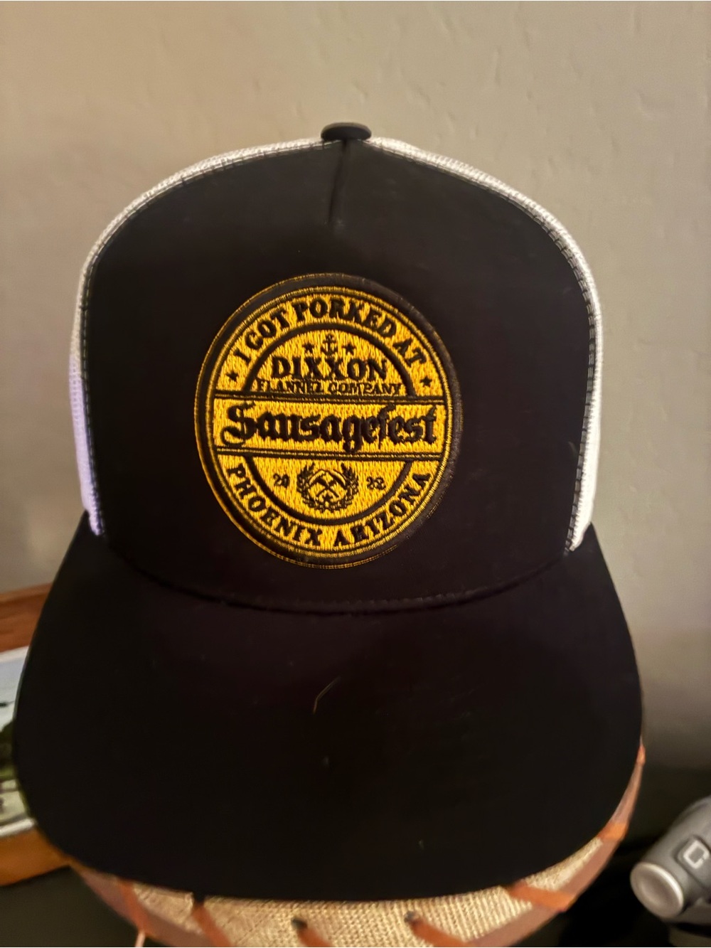 DIXXON sausage fest Black Trucker Hat with Yellow Patch